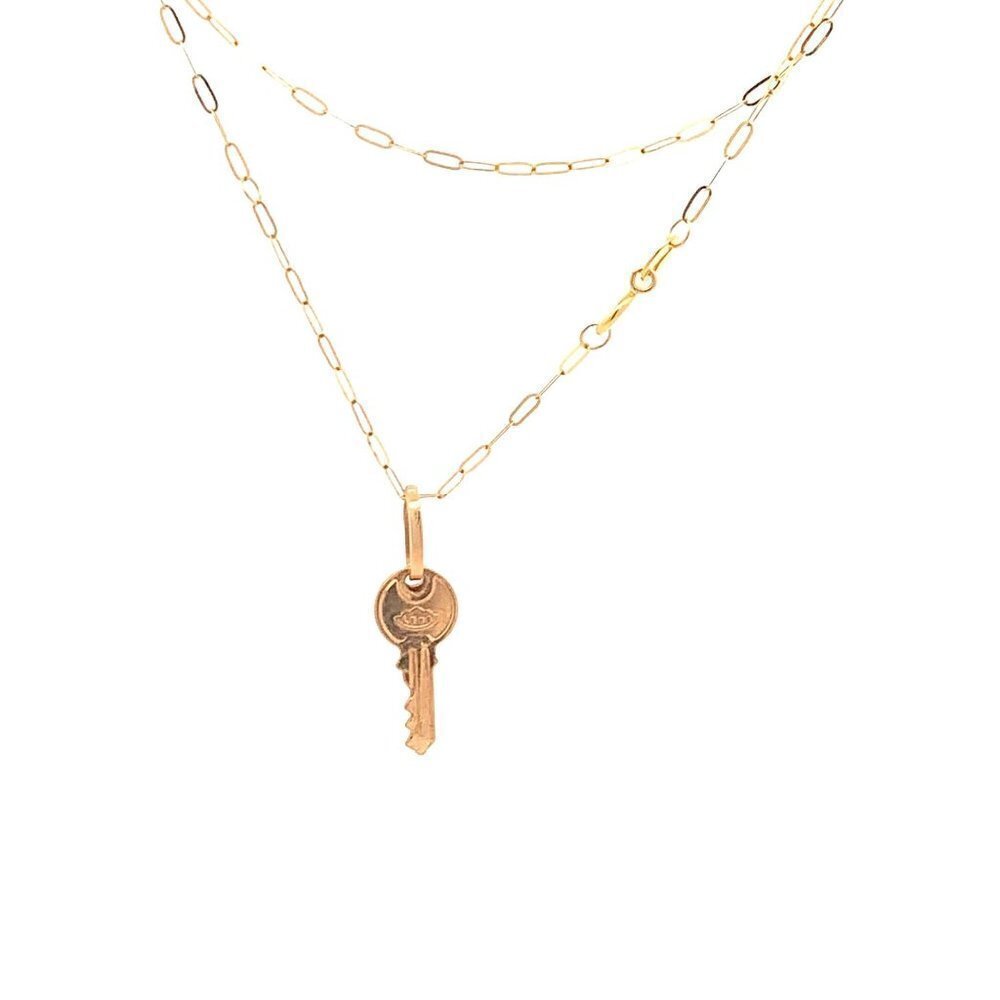 18K Yellow Gold Necklace Chain 18 inches Heart Pendant 1.53 grams - Picture 6 of 13
